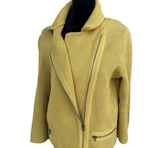 Gap Full Offset Zip Goldenrod Shawl Collar Sweater, Women's Size L